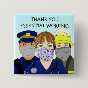 Thank you Essential Workers 15 Cm Square Badge