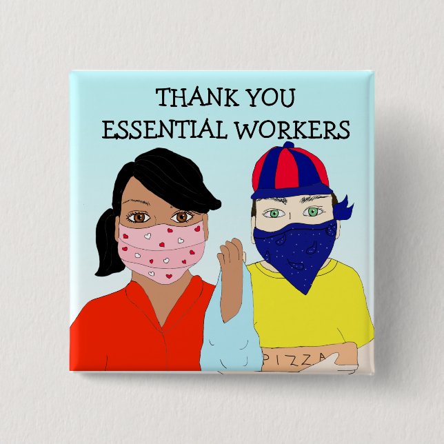 Thank you Essential Workers 15 Cm Square Badge (Front)