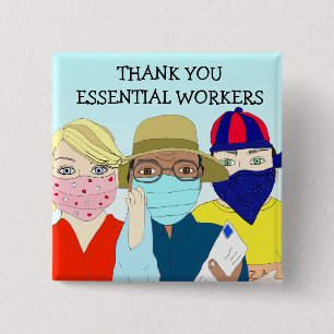 Thank you Essential Workers 15 Cm Square Badge