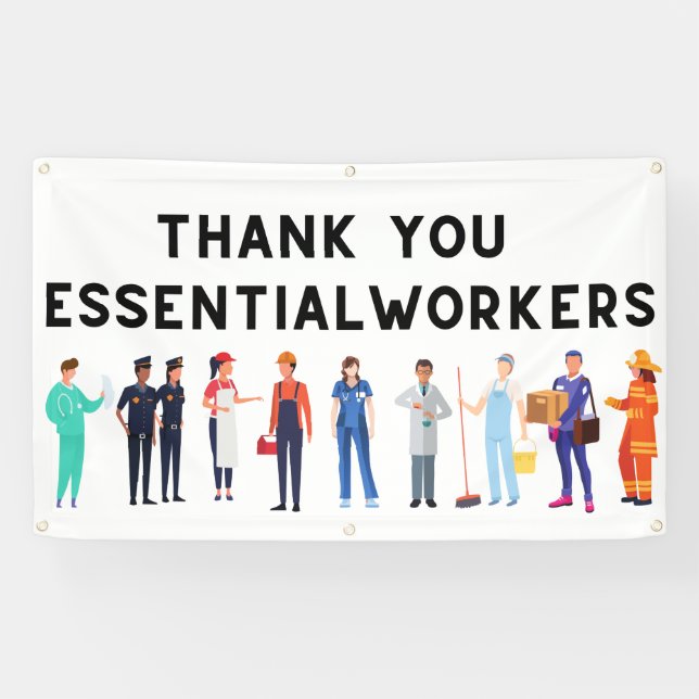 Thank You Essential Workers Outdoor Banner (Horizontal)