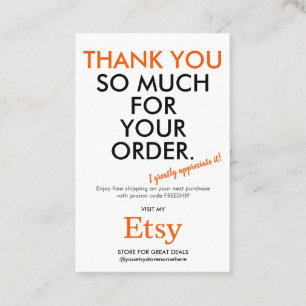 Thank You Etsy Business Card