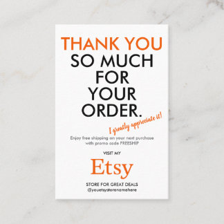Thank You Etsy Business Card