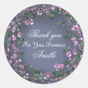 Thank You Eucalyptus Birthday Bridal Pink Blue Classic Round Sticker