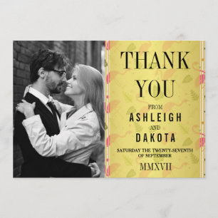 Thank You Fabulous Modern Hot Pink Flamingos Card