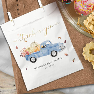 Thank you Fall Blue Vintage Truck Baby Shower Favour Bags