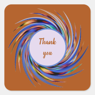 Thank You Fall Colour Spiral Pattern Appreciation Square Sticker
