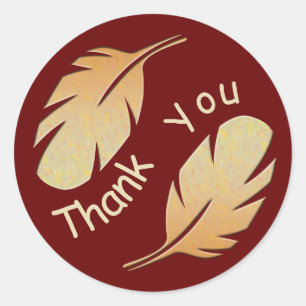 Thank You Fall Colours Brown Feather Appreciation Classic Round Sticker