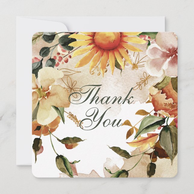 Thank You Fall Themewith Sunflower Frame Card (Front)