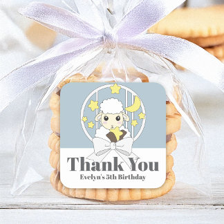 Thank You Farm Animal Little Sheep Kids Birthday Square Sticker