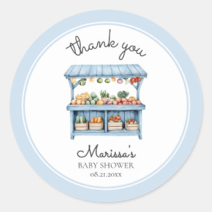 Thank You Farmers Market Boy Baby Shower Classic Round Sticker