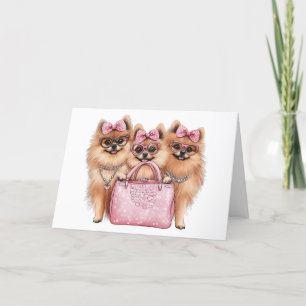 Thank You Fashionable Pomeranian Dogs Card