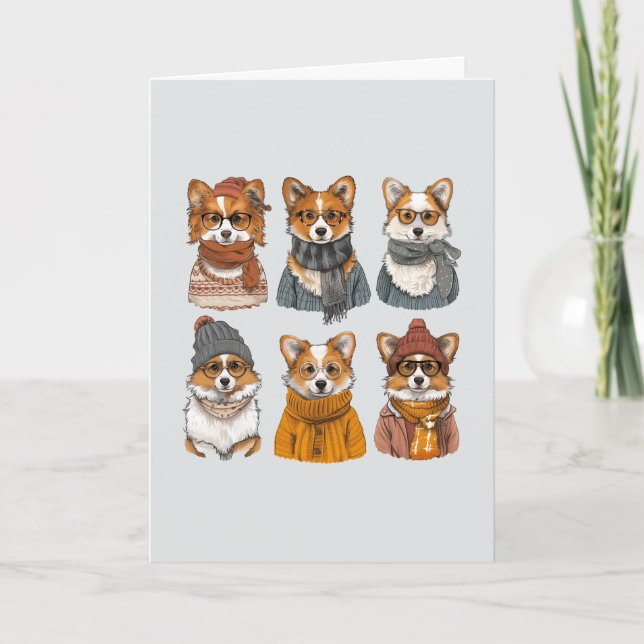 Thank You Fashionable Welsh Corgi Dogs Card (Front)