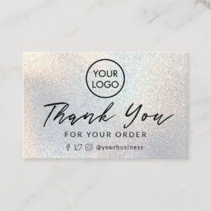 thank you faux glitter business card