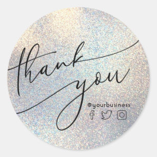 thank you faux glitter classic round sticker