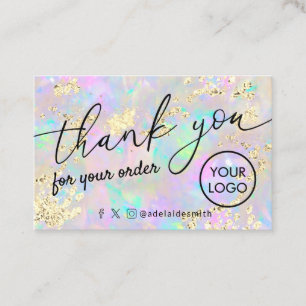 thank you faux glitter opal texture business card