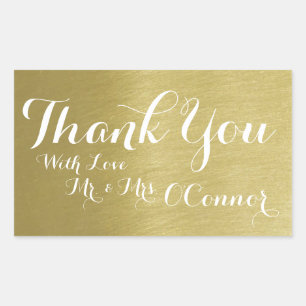 thank you faux gold rectangular sticker