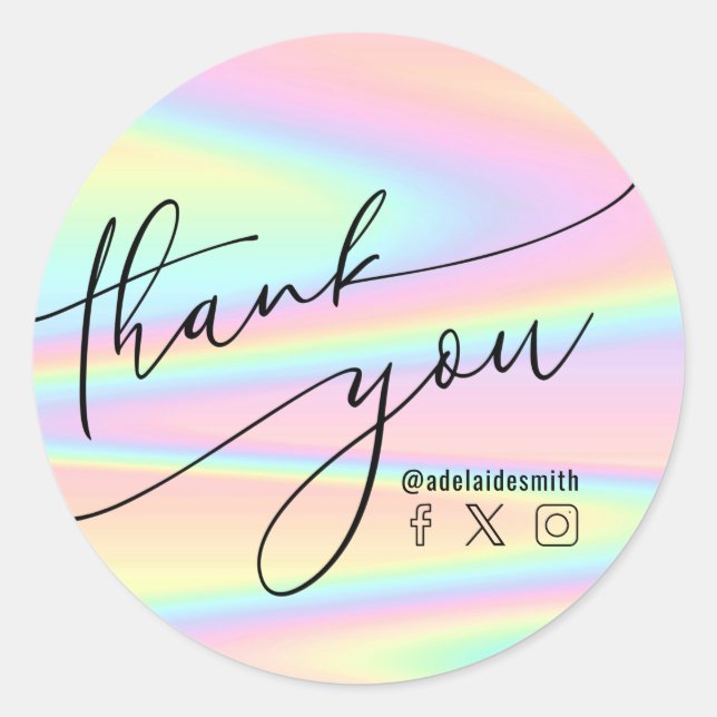 thank you faux holographic pastel  classic round sticker (Front)