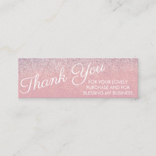 Thank You Faux Pink and Purple Sparkly Glitter    Mini Business Card