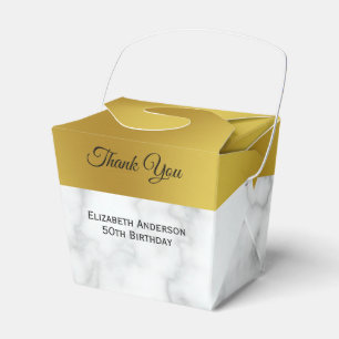 Thank You Faux White Marble and Gold Birthday Favour Box