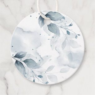 THANK YOU FAVOR TAG Dusty Blue Foliage