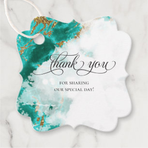 THANK YOU FAVOR TAG Turquoise Watercolor Geode