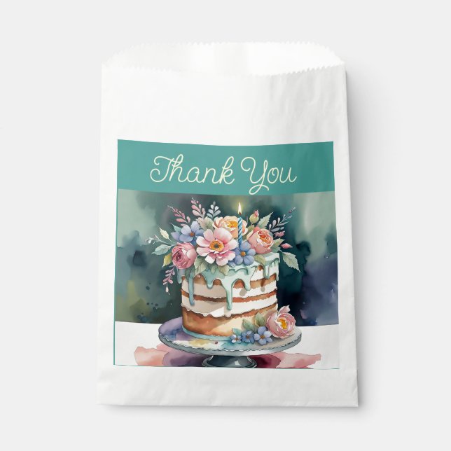 Thank you favour bags, floral, 50mpack bags (Front)