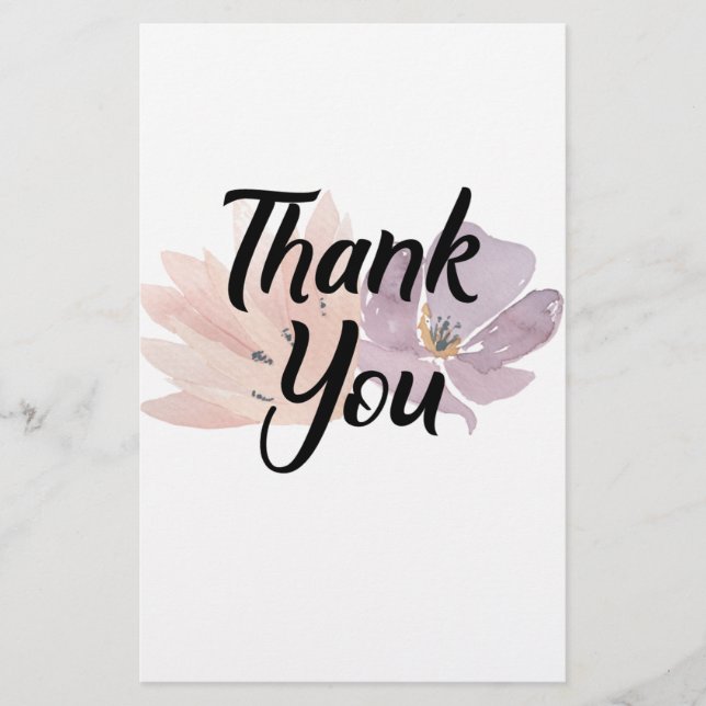 Thank You Favour Floral Stationery (Front)