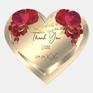 Thank You Favour Flower Heart Bridal Sweet 16t Gol Sticker