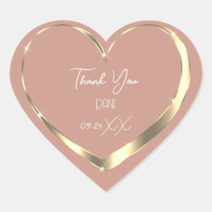 Thank You Favour Rose Gold Heart Bridal Sweet 16th Sticker