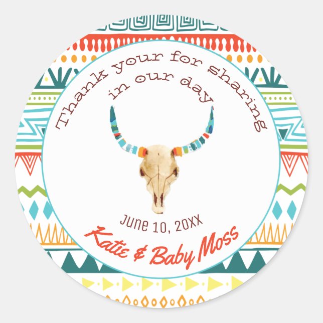 Thank You Favour Sticker | Boho Chic (Front)