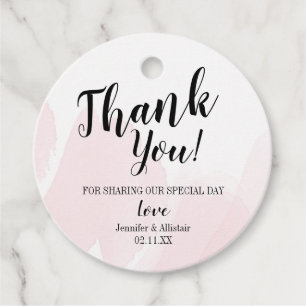 Thank you Favour Tags Watercolor Pink