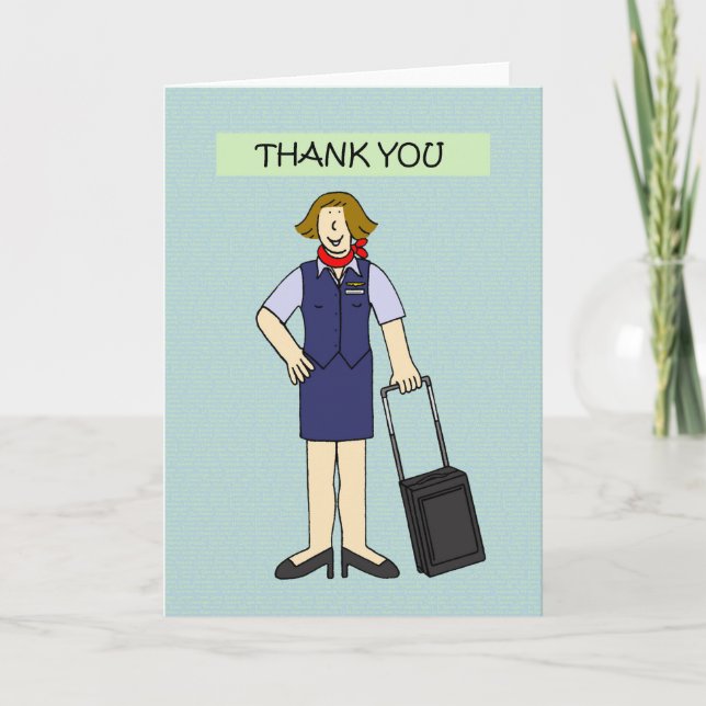 Thank You Female Cabin Crew, Cartoon. Card (Front)