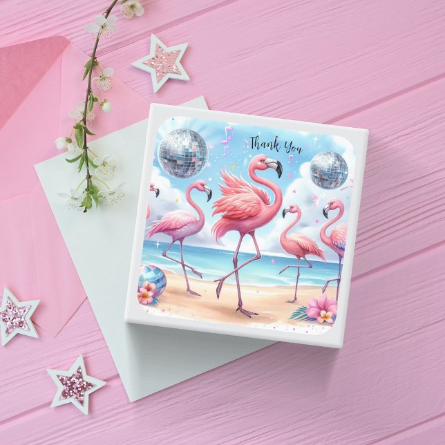 Thank You Flamingo Beach Party Square Sticker (Creator Uploaded)
