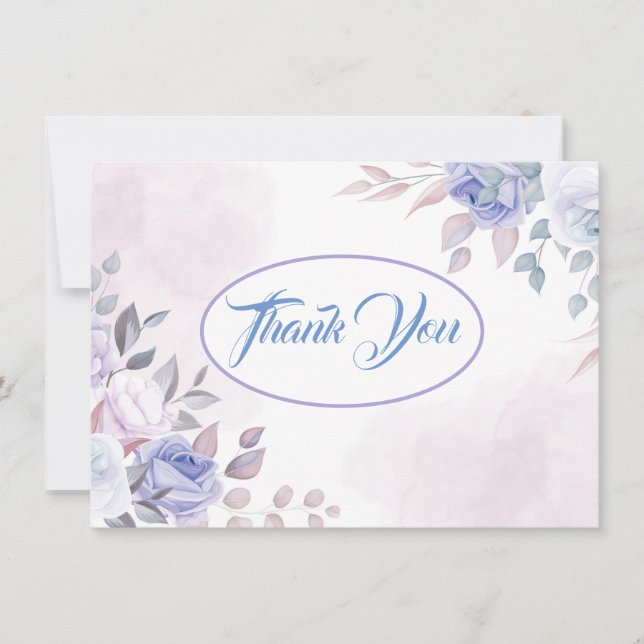 Thank You Flat Note Card-Floral Card (Front)
