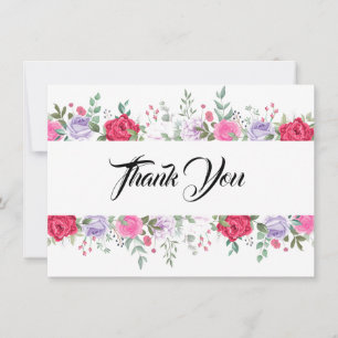 Thank You Flat Note Card-Floral Card