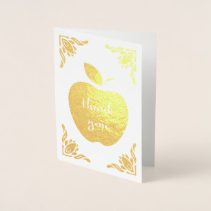 thank you floral apple foil card