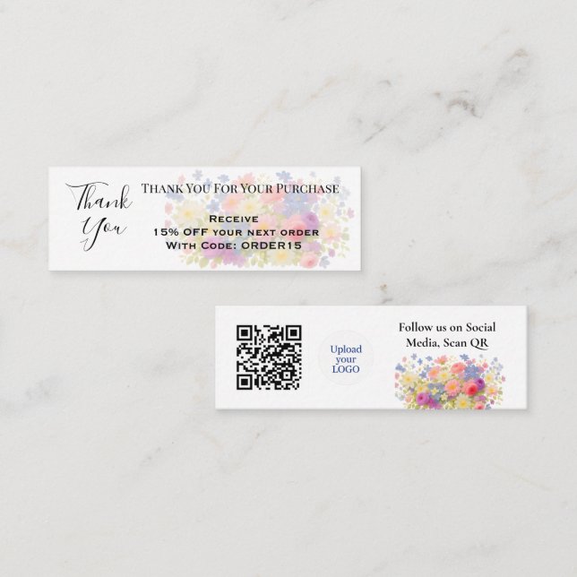 Thank You Floral Artistic Discount Code QR Insert  (Front/Back)