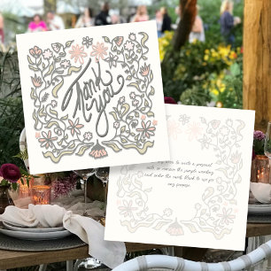 Thank You Floral Border Illustrated Square Cards