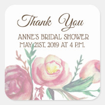 Thank you , Floral Bridal Shower Stickers
