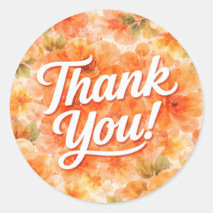 Thank You Floral Classic Round Sticker