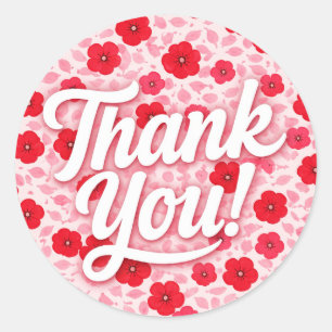 Thank You Floral Classic Round Sticker