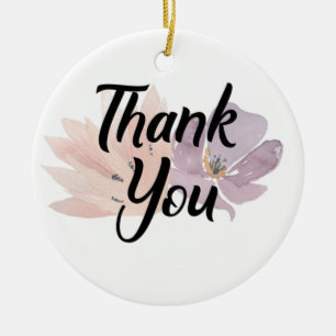 Thank You Floral Design Ceramic Tree Decoration