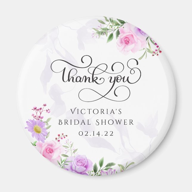 Thank You Floral Elegant Bridal Shower Coffee Drin Magnet (Front)