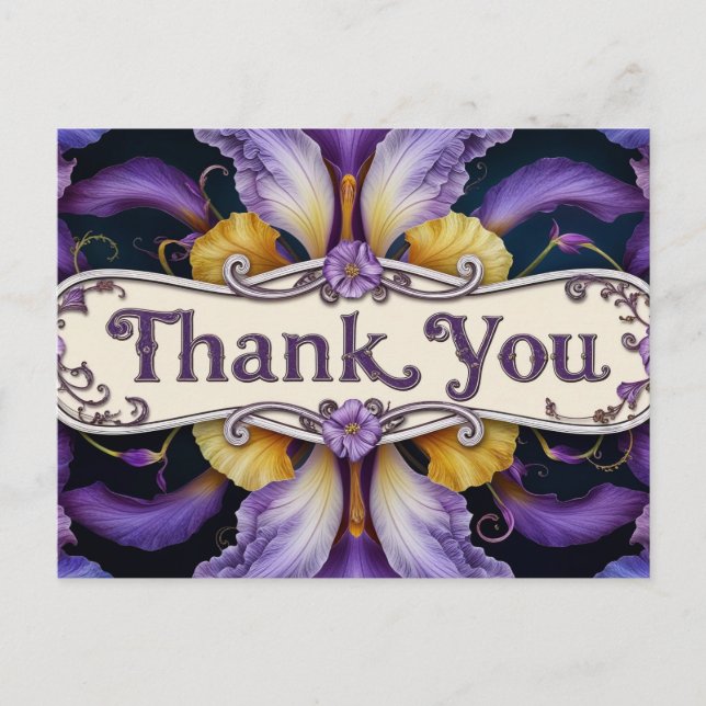 Thank You Floral Iris Flower Petals  Postcard (Front)