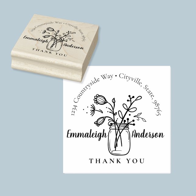 Thank You Floral Mason Jar Small Business Stamp (Creator Uploaded)