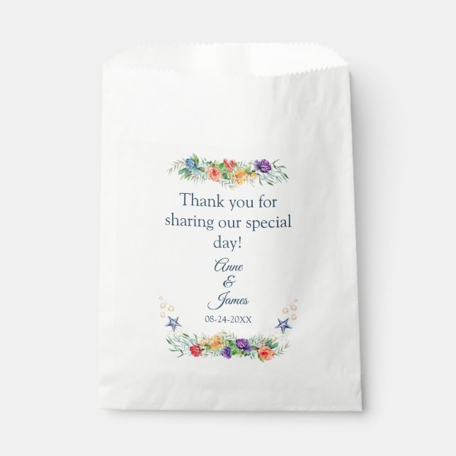 Thank You Floral Ocean Wedding Favour Bags (Front)