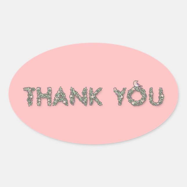 Thank You Floral Oval Sticker (Front)