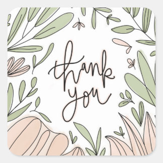 Thank you floral square sticker