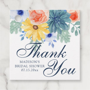 Thank You Floral Succulent Macaron Bridal Shower Favour Tags