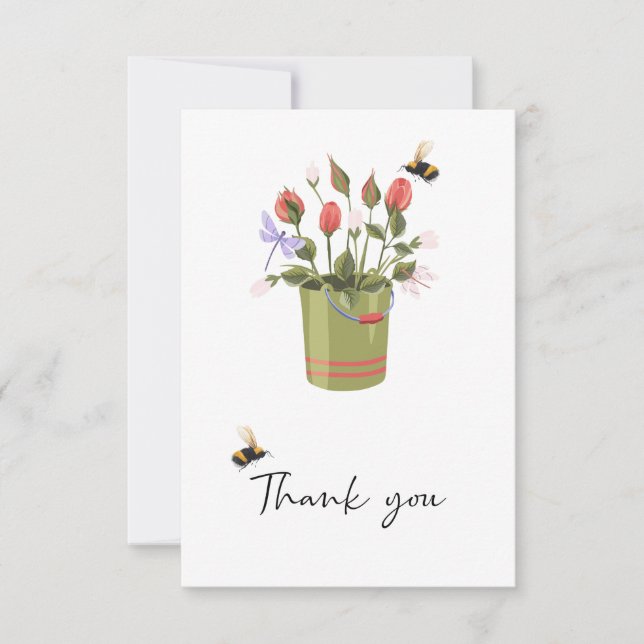 Thank You Flowers And Bees Card (Front)